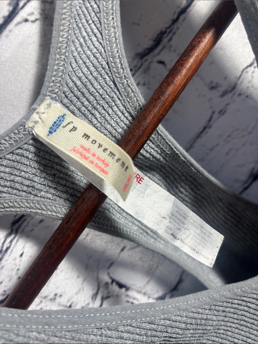 FP Movement by Free People Ribbed Gray Racerback Crop Top - Picture 2 of 3